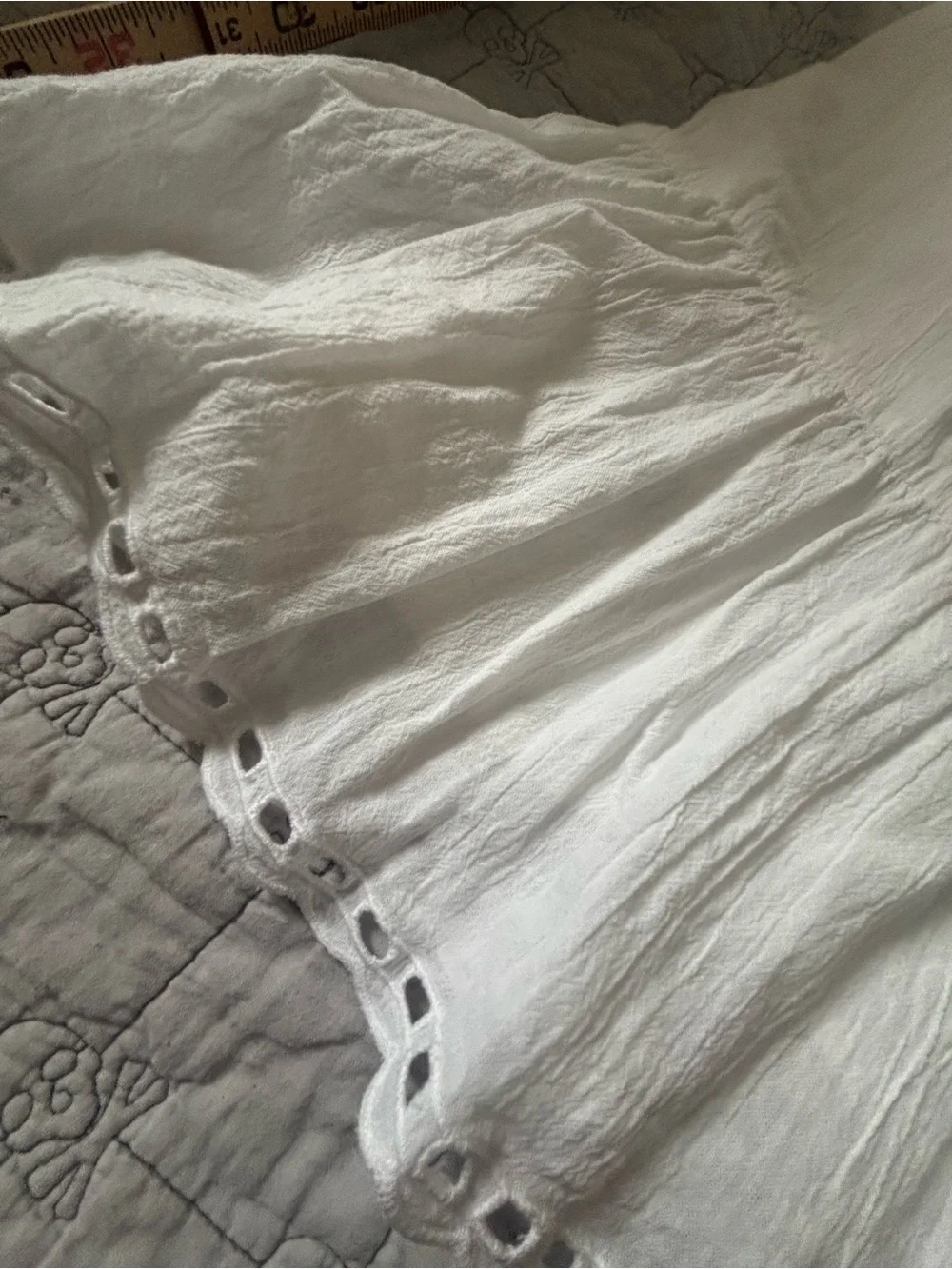 White Cotton Eyelet Mini Dress - Soft Boho Style NWOT
